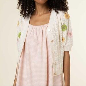FRNCH Cream Cardigan with Floral Accents
